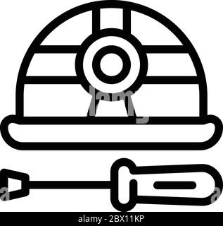 Communications engineer helmet screwdriver icon, outline style Stock Vector