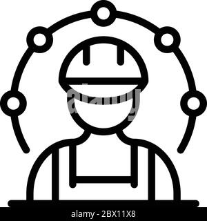Communications antenna engineer icon, outline style Stock Vector