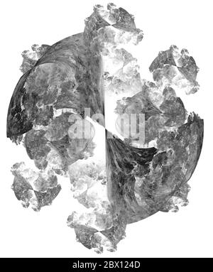 Monochrome abstract fractal illustration for creative design on white background Stock Photo