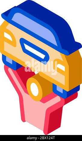 Man Raises Car Icon Vector Outline Illustration Stock Vector Image ...