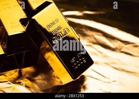 Close up of gold bars. financial concept Stock Photo