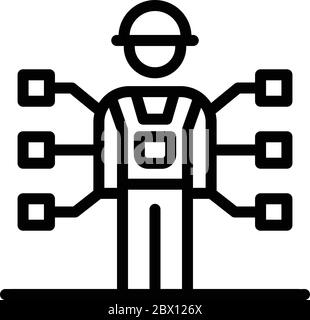 Antenna engineer icon, outline style Stock Vector