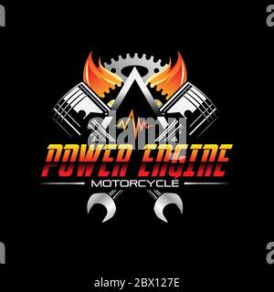 Fire Power Automotive Engine Logo Design Symbol Icon Stock Vector