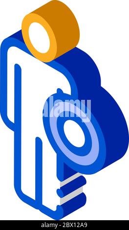 Removing Mask from Hero isometric icon vector illustration Stock Vector