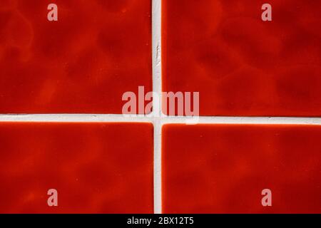 Contemporary Red Tile glossy mosaic Earthenware material Stock Photo