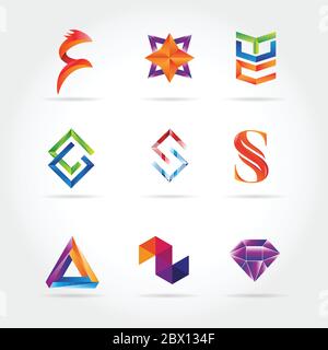 Colorful Logo Business Set Collection Template Sign Symbol Icon Stock Vector