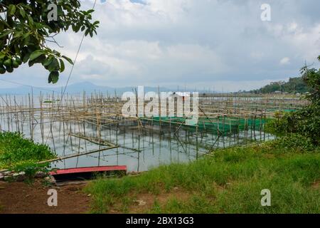 Fishfarm in Lake Tondano. North Sulawesi, Indonesia Stock Photo