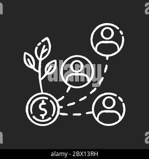 Stakeholder chalk white icon on black background. investment in organization. Business project management. Successful cooperation, effective networkin Stock Vector