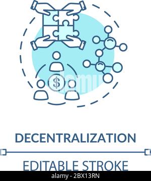 Decentralization turquoise concept icon. Business model of sharing economy. Collaborative consumption idea thin line illustration. Vector isolated out Stock Vector