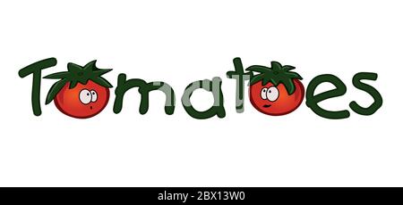 Tomatoes text sample, template inscription, isolated white background vector Stock Vector