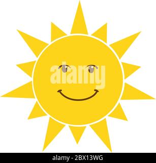 Happy smile sun icon vector illustration isolated on white background Stock Vector