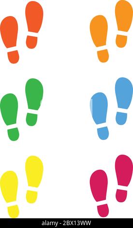 Colorful footprints icon set vector illustration isolated Stock Vector