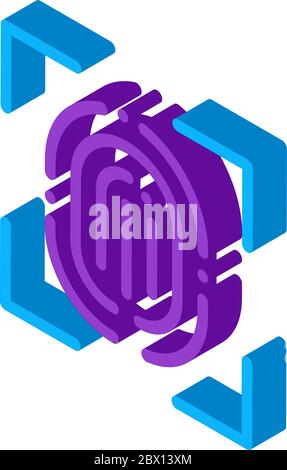 Scan Fingerprint Close-up isometric icon vector illustration Stock Vector