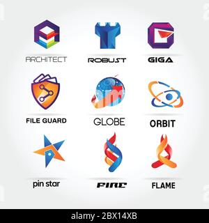 Colorful Logo Collection Set Template Sign Symbol Icon Stock Vector