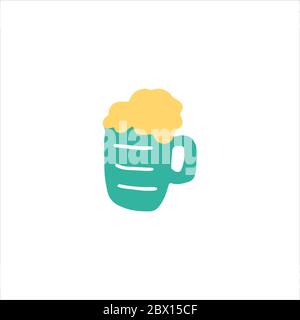 Lager beer icon. Vector beer. Glass with beer. Doodle hand drawn icon. Stock Vector