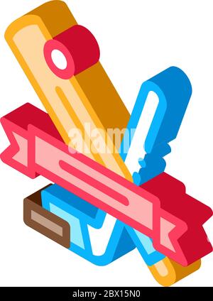 Hockey Sport Lesson isometric icon vector illustration Stock Vector