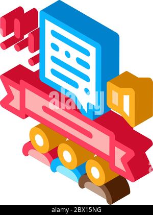Student Graduates Announcement isometric icon vector illustration Stock Vector