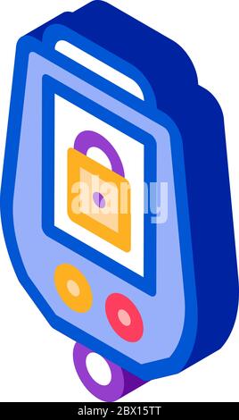 Secure Alarm Padlock isometric icon vector illustration Stock Vector