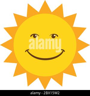 Smiling Sun icon vector illustration isolated on white background Stock Vector