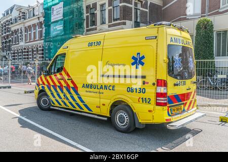 Nijmegen, The Netherlands 19th July 2018 - Ambulance just outside the Via Gladiola in Nijmegen Stock Photo