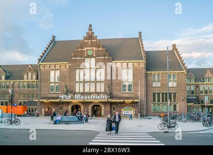 Maastricht, The Netherlands - June 16th 2018, passengers leaving the Maastricht central train station Stock Photo