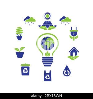 Eco Green Logo Icon Symbol Collection Stock Vector