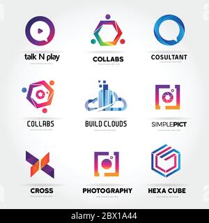 Colorful Logo Business Set Collection Template Sign Symbol Icon Stock Vector