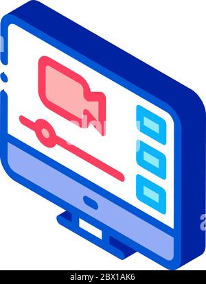 Video Player On Screen isometric icon vector illustration Stock Vector