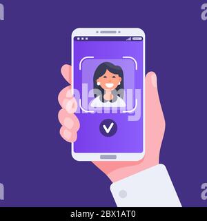 Face recognition biometric, identification and security person Stock Vector