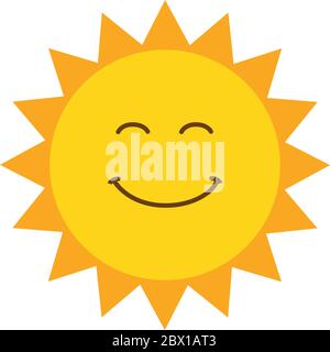 Cute smiling sun icon vector illustration isolated on white background Stock Vector