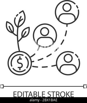 Stakeholder pixel perfect linear icon. investment in organization. Business project management. Thin line customizable illustration. Contour symbol. V Stock Vector