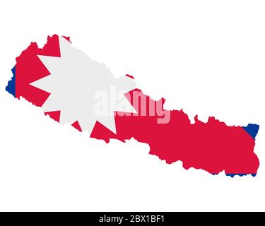 Silhouette of the map of Nepal with its flag Stock Photo - Alamy
