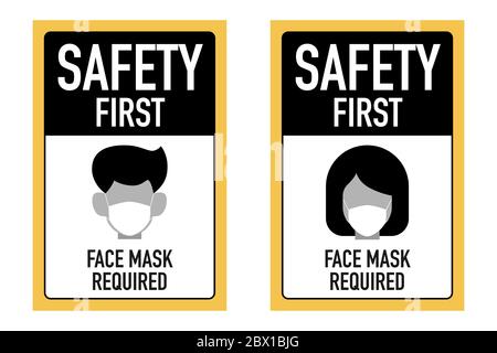 safety first and notice face masks required beyond this point sign ...