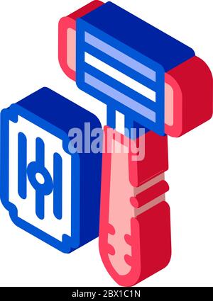 Shaving Razor And Blade isometric icon vector illustration Stock Vector