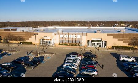 A drone / aerial view of a Kohl's department store. Kohl's is an American retail store chain that was founded in 1962. Stock Photo