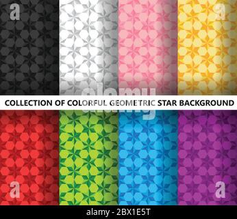 Collection of seamless pattern colorful stars geometric polygonal background - Vector illustration Stock Vector