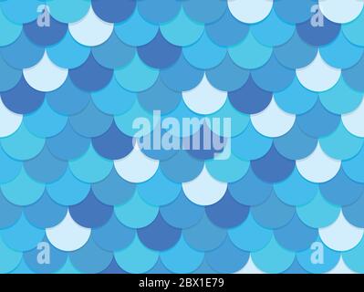 Seamless pattern of overlapping circle blue aqua color background Stock Vector