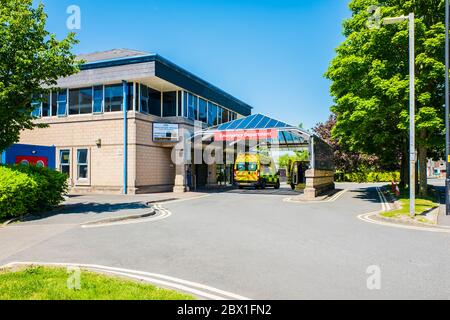 Accident and Emergency department entrance, Lancaster Royal Infirmary hospital. Stock Photo