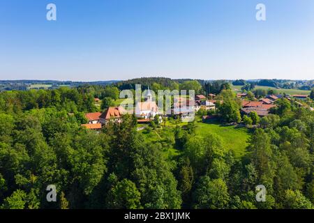 Hechenberg, near Dietramszell, drone shot, Upper Bavaria, Bavaria, Germany Stock Photo