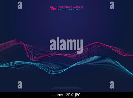 Abstract technology particles wavy design 3D movement of sound dynamic background. Decorate for ad, poster, template, copy space of text, artwork, pre Stock Vector
