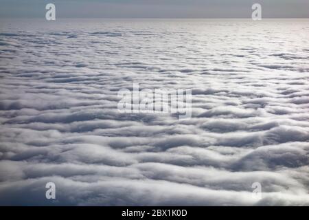 Closed cloud cover, above the clouds, seen from an airplane, Germany Stock Photo