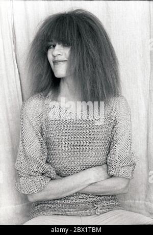 A 1983 posed portrait of Carla Bley, an avant garde jazz, composer, pianist and proponent of free jazz Stock Photo
