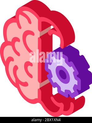 Brain And Mechanism Gear isometric icon vector illustration Stock Vector