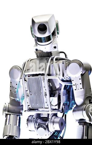 Metal robot isolated on white background Stock Photo