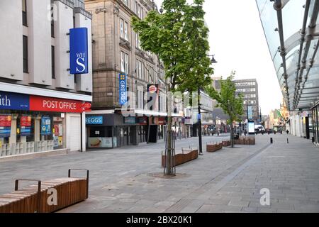 A deserted Northumberland Street in Newcastle upon Tyne during coronavirus lockdown Stock Photo