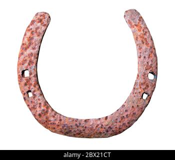 Rusty horseshoe isolated on a white background with a clipping path Stock Photo