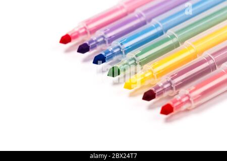 Multicolored Felt-Tip Pens isolated on a white background Stock Photo