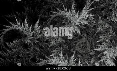 Abstract fractal illustration for creative design looks like grass ornate on black background Stock Photo