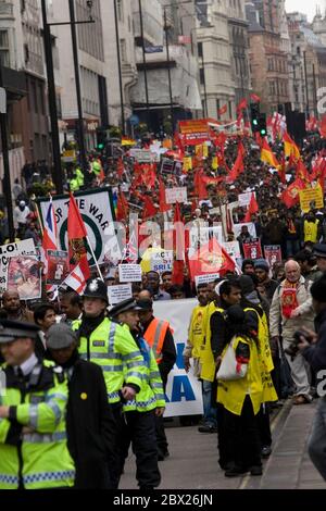 An estiimated 100,000 Tamils march through the streets of London demanding an end to war in Sri Lanka Stock Photo