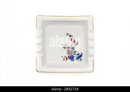 Ceramic ashtray, isolated on a white background, close up Stock Photo